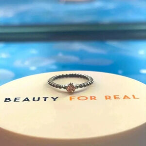 SIZE 5.5 RING SIMPLE PINK & FADED SILVER VINTAGE PIECE